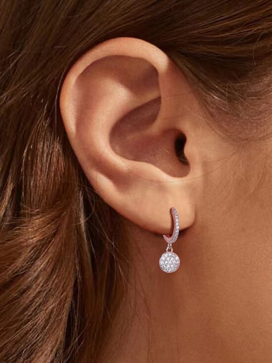 Chelsea Rose Collections Jewelry - Sterling Silver Crystal Drop Earrings - White Gold Plated